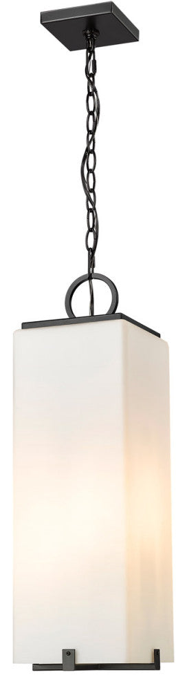 Zlite 593CHB-BK 3-Light Outdoor Chain Mount Ceiling Fixture, White Opal