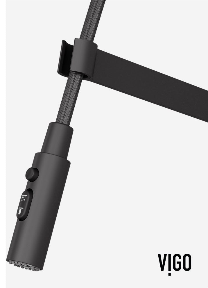 VIGO Edison Pro 20" H Single Handle Pull-Down Sprayer Kitchen Faucet, Matte Black