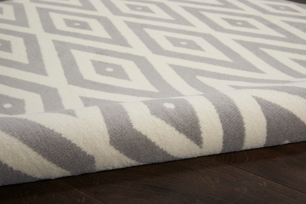 Nourison Grafix 2' x 4' White/Grey Mid-Century Modern Indoor Area Rug