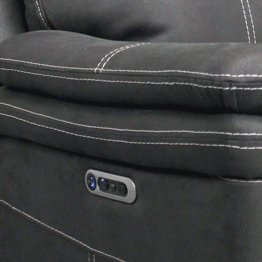 Linus Hudson Grey Power Reclining Sofa and Loveseat