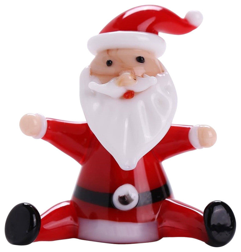 Murano Christmas Winter Decorative Glass Sitting Santa Figurine