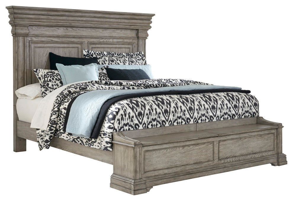 Madison Ridge California King Panel Bed, Blanket Chest Footboard, Heritage Taupe