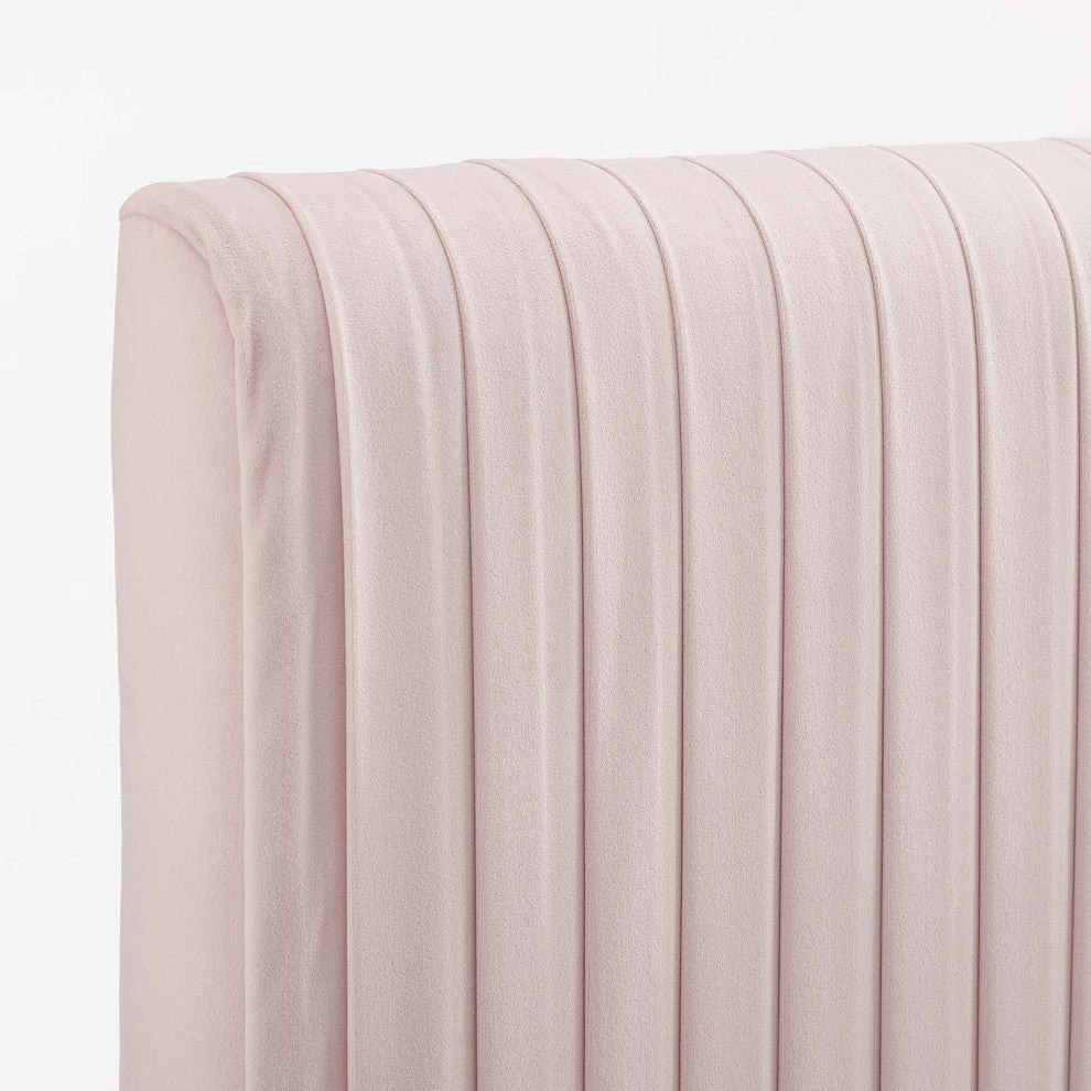Eloise Channel Tufted Performance Velvet Twin Headboard-Pink