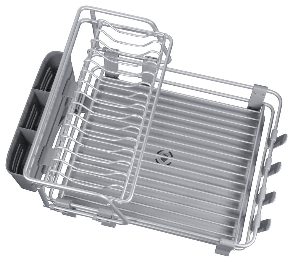 Aluminum 2-Tier Dish Drying Rack With Cutlery Holder