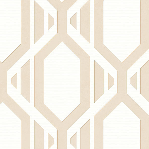 Large-Scale Geometric Wallpaper, Taupe and White, 1 Bolt