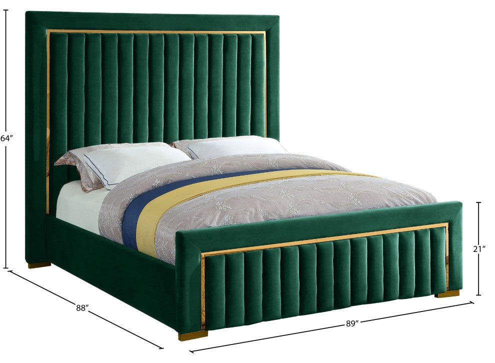 Dolce Velvet Upholstered Bed, Green, King