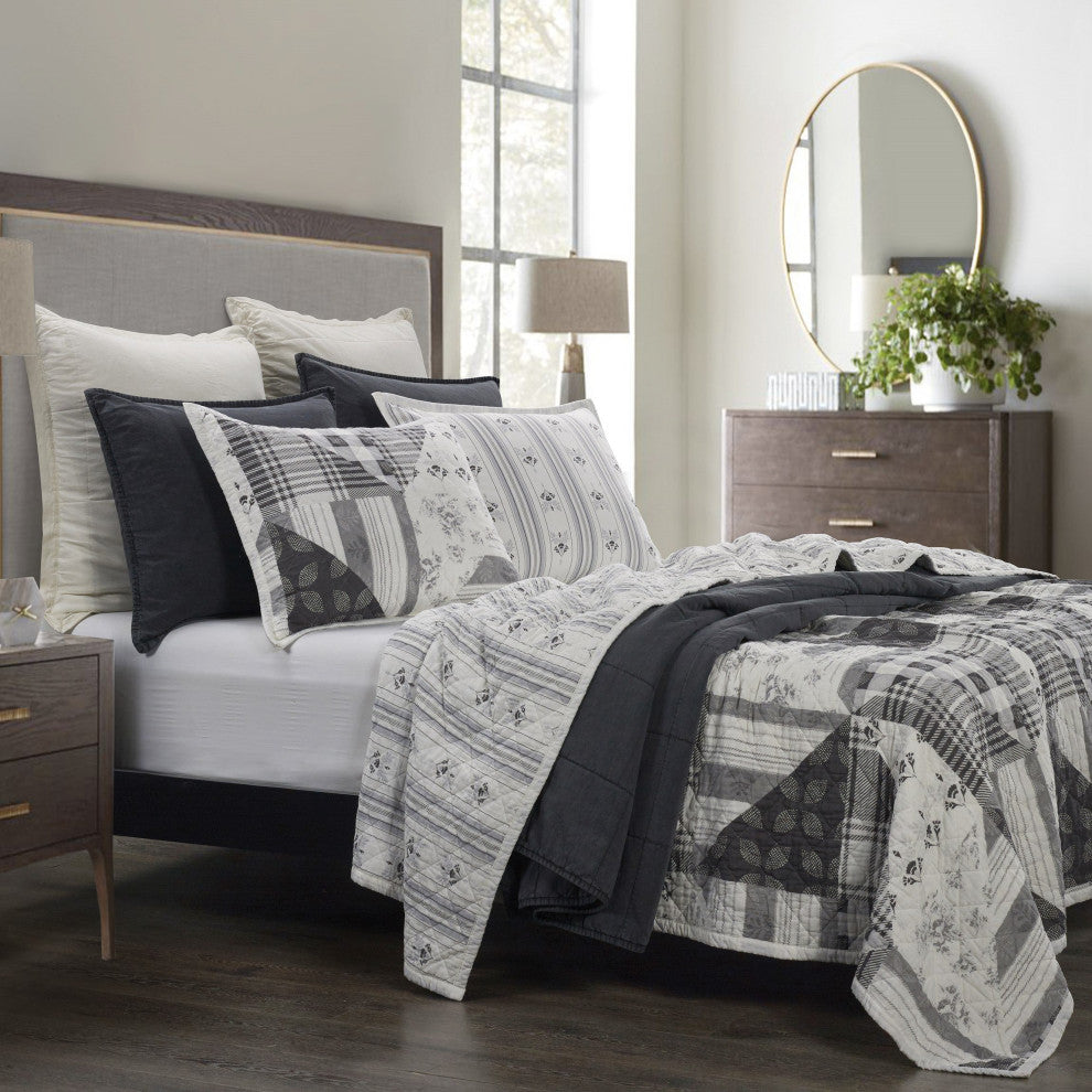 Patchwork Prairie Reversible Quilt Set, 3 Piece, King