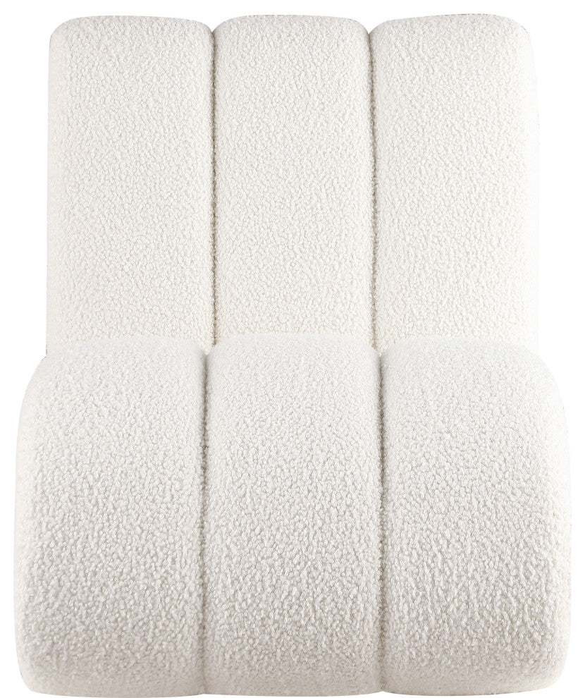 Swoon Faux Sheepskin Upholstered Accent Chair, Cream, White Oak Veneer