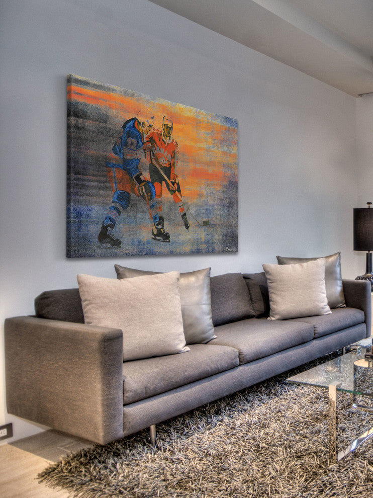 "USA vs CAN" Painting Print on Wrapped Canvas, 45"x30"
