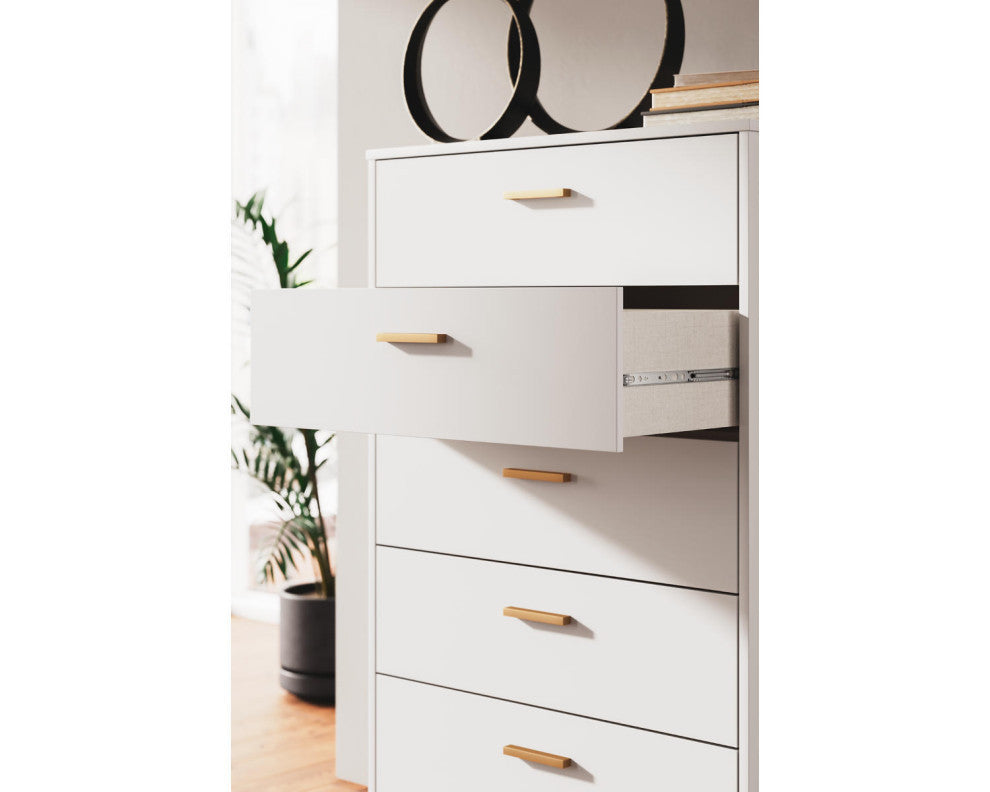 Socalle White/Gold Chest of Drawers