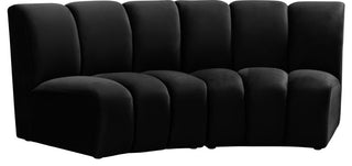 Infinity Channel Tufted Velvet Modular Chair, Black, 2 Piece