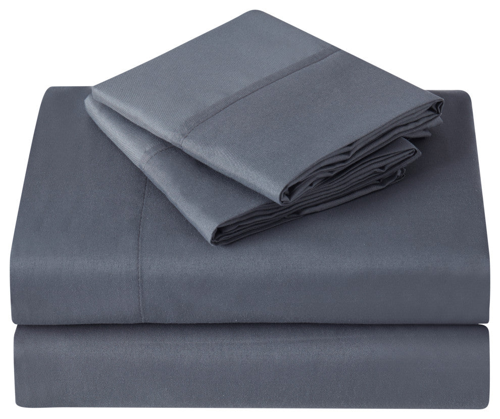 Kathy Ireland 4 Piece Brushed Microfiber Sheet Set, Dark Gray, Twin