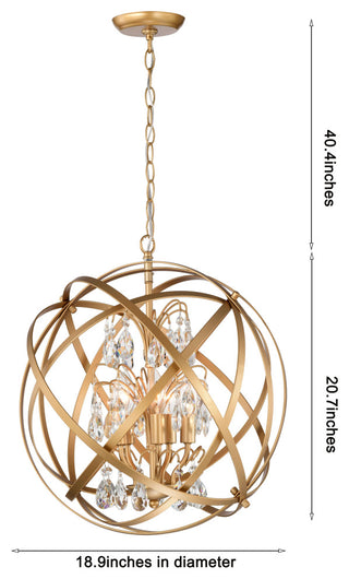 Adela 5-Light Metal Globe Crystal Chandelier