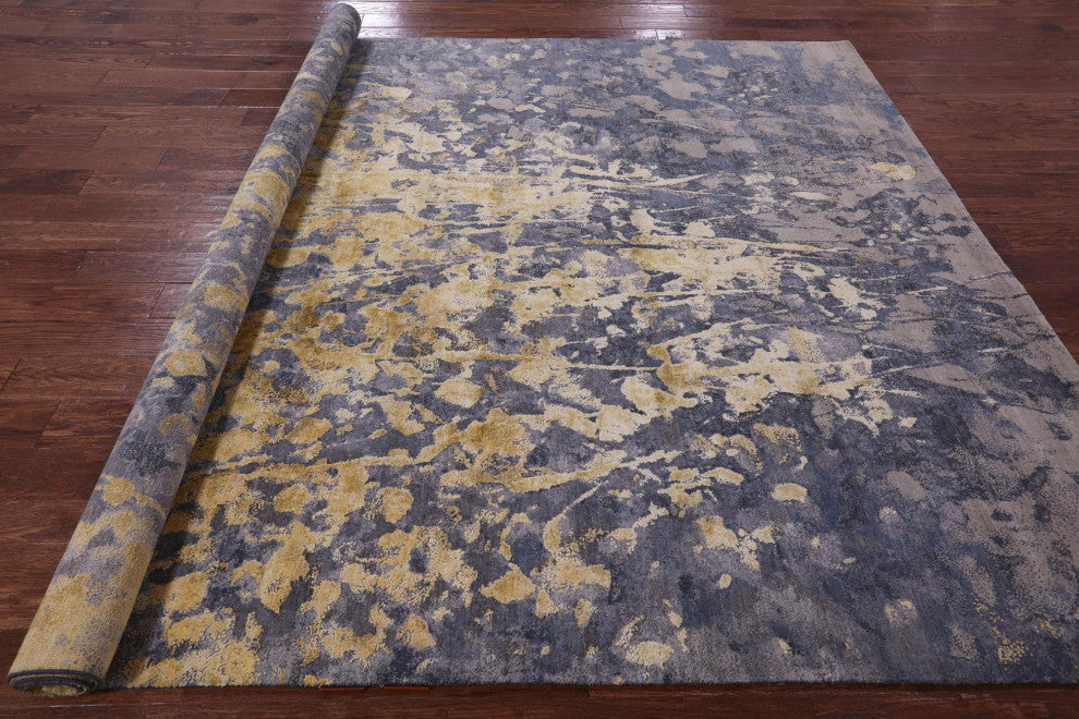 Modern Wool & Silk Hand Knotted Rug 7' 11" X 9' 10" - Q13090