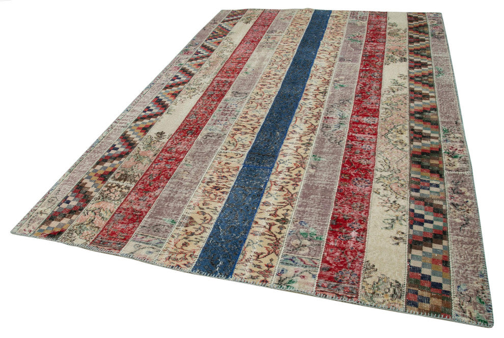 Rug N Carpet - Hand-Knotted Anatolian 6' 8" x 10' 1" Wool Patchwork Area Rug