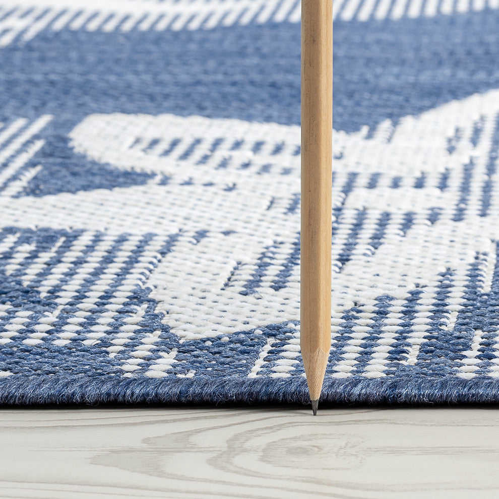 Edda Transitional Floral Indoor Rug, Blue/Cream, 8'10"x12'2"