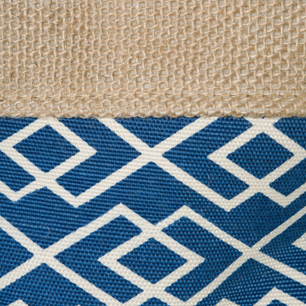 Burlap Bin Diamond Navy Rectangle Small 14"x8"x9"