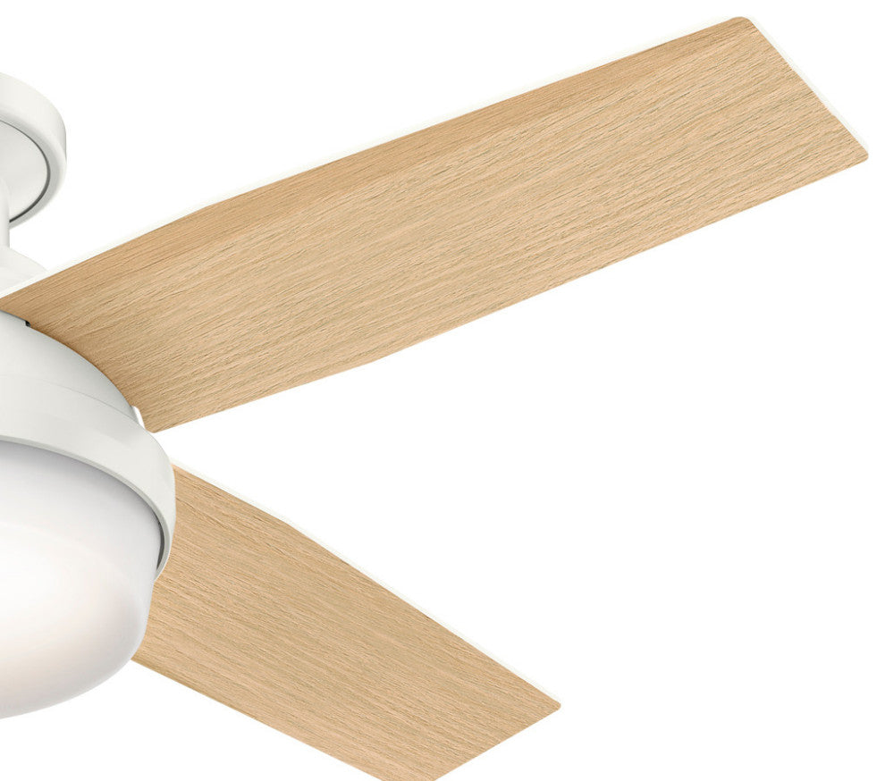 Hunter Fan Company  44" Dempsey Low Profile  Ceiling Fan With Light + Remote, Fresh White