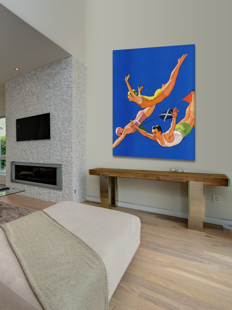 "Free Diving" Painting Print on Wrapped Canvas