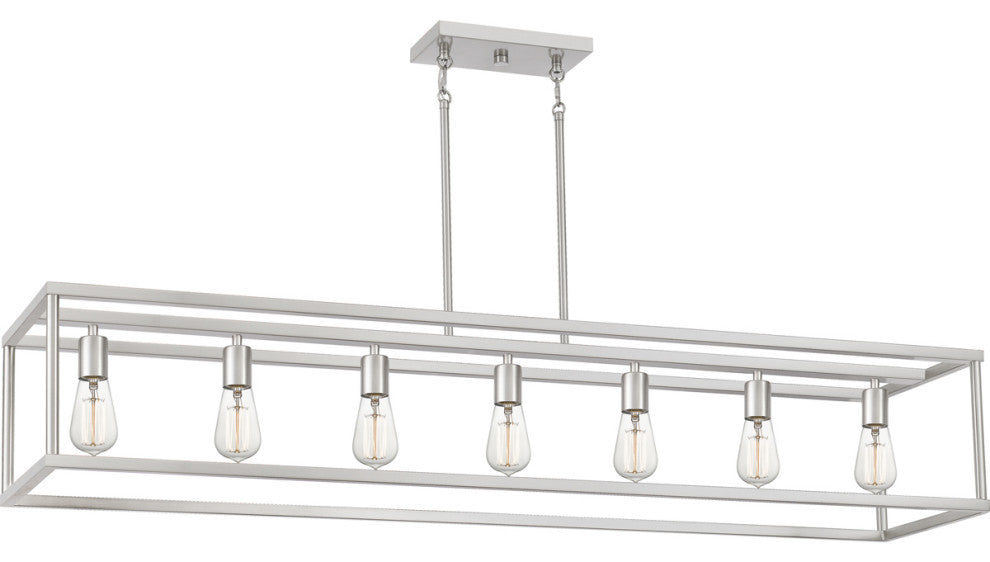 Quoizel NHR752BN Seven Light Island Chandelier, Brushed Nickel Finish