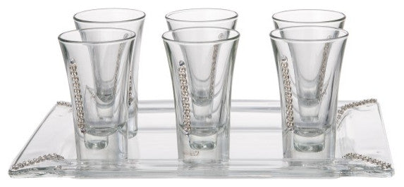 Swarovski Crystal Tray with 6 Liquor Glasses