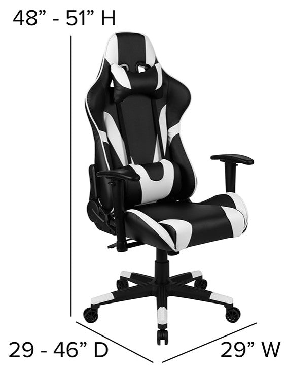 Gaming Desk & Reclining Chair Set w/Cup Holder,Hook & 2 Wire Management Holes, B