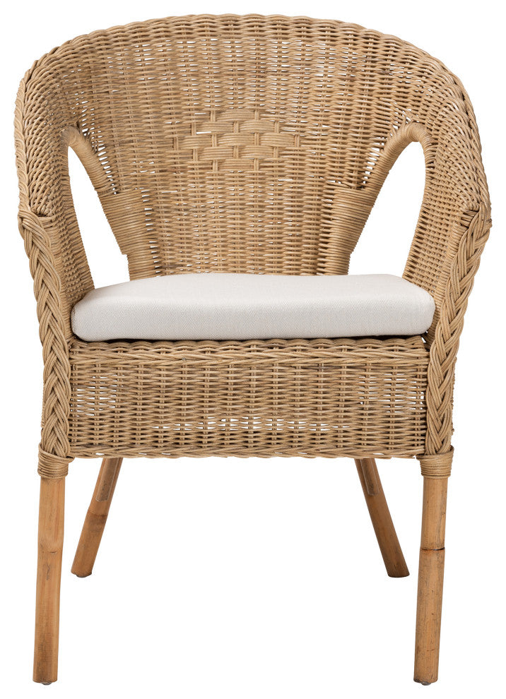 Abbey Modern Bohemian Natural Brown Antique Rattan Dining Chair
