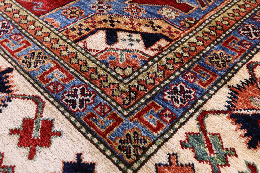 8' 1" X 10' 1" Super Kazak Geometric Handmade Wool Rug Q10535