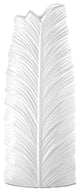 Ceramic Vase with Tropical Leaf Design Body Matte White Finish, Small