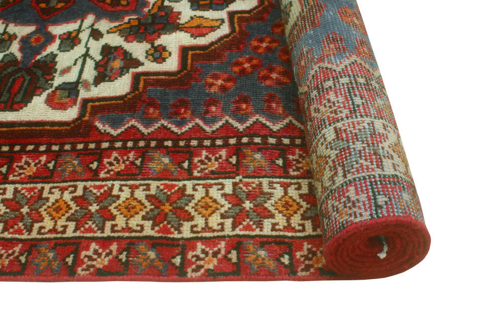 Fine Vintage Distressed Zahra Blue/Ivory Runner, 4'9 x 9'6