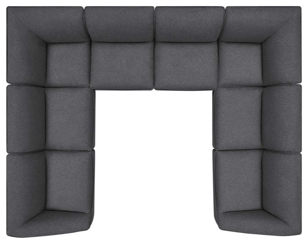 Modway Comprise 8-Piece Modern Fabric Sectional Sofa in Charcoal