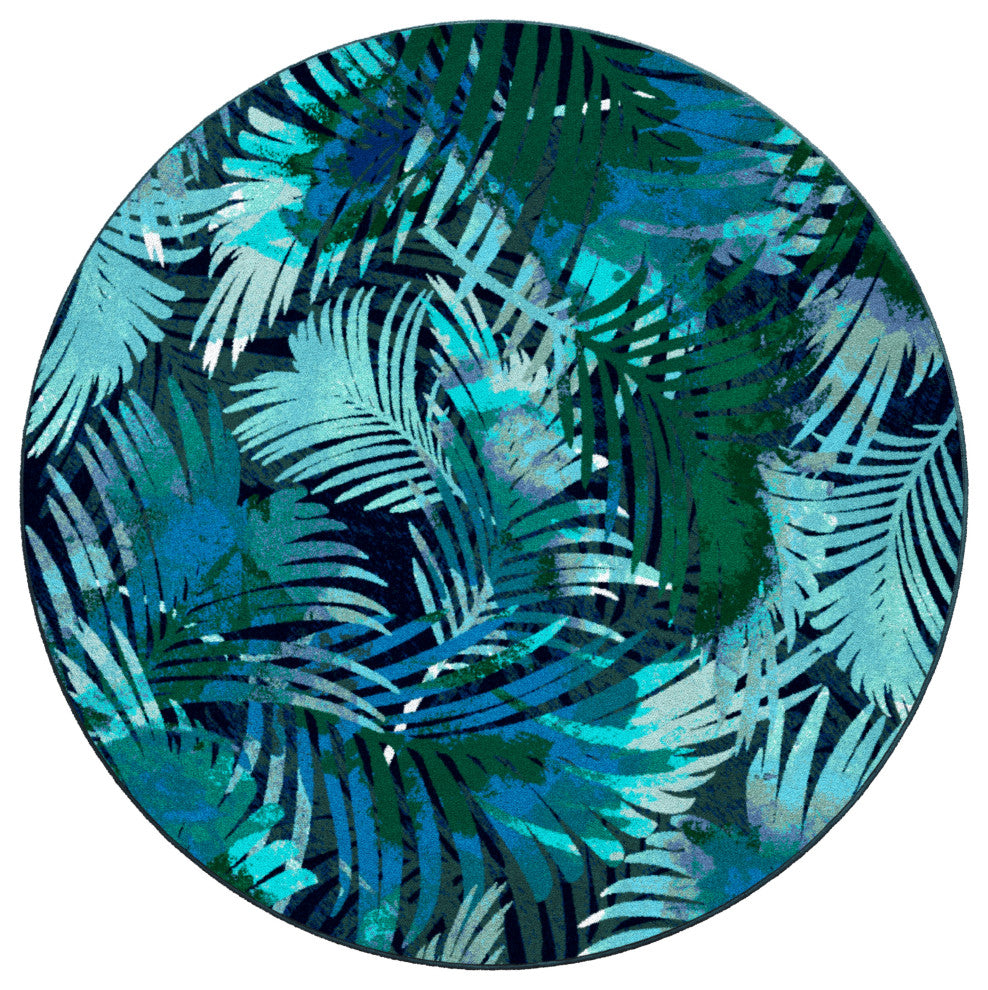 Fronds, Blue, 8' Round