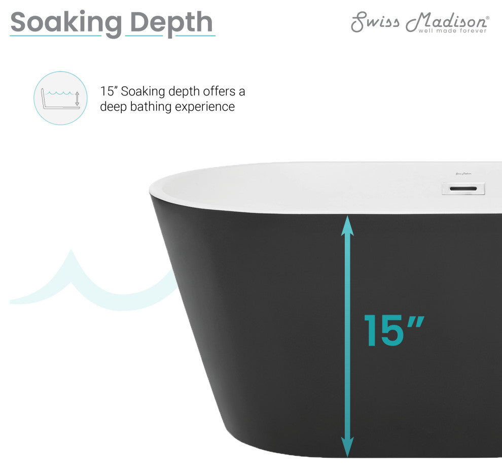 Claire 60" Freestanding Bathtub Matte Black and Matte White