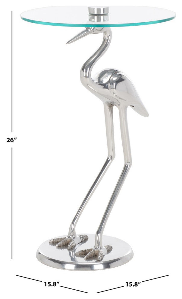 Safavieh Tori Crane Base Accent Table, Silver/Glass