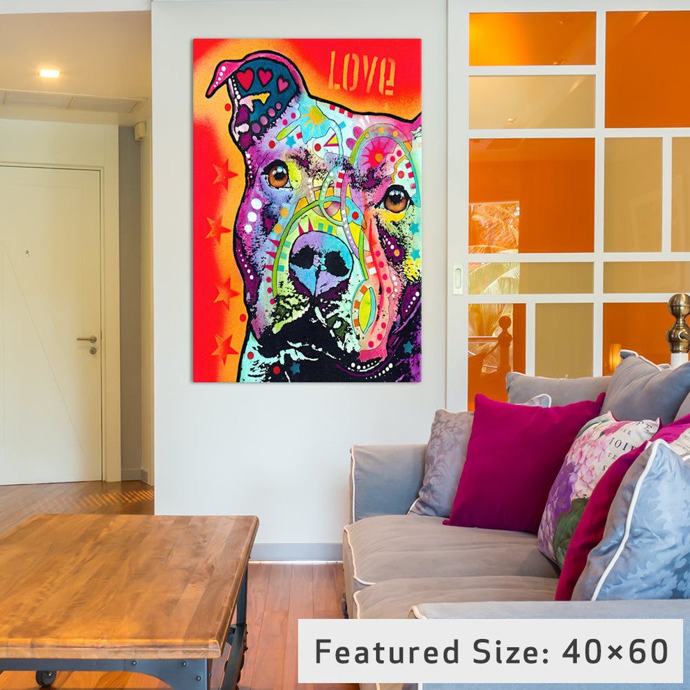 "Thoughtful Pit Bull" Wrapped Canvas Art Print, 18x12x1.5