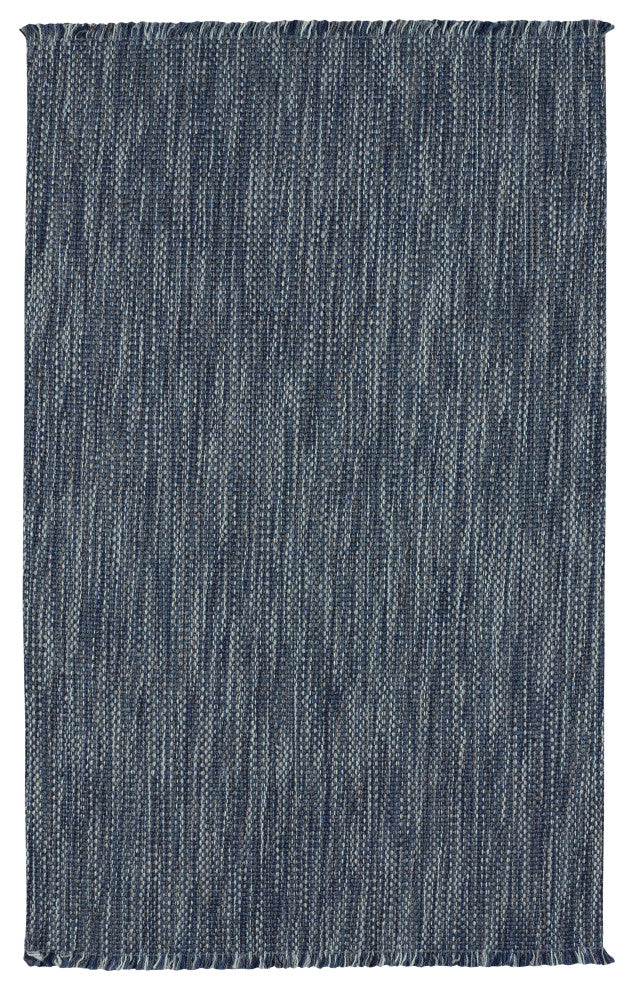 Coastal Flat Woven Area Rug, China Blue, Vertical Stripe Rectangle, 11'x8'