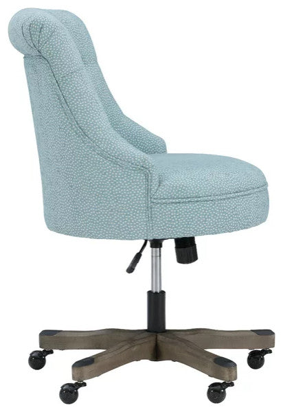 Classic Office Chair, Swivel Design & Diamond Button Tufted Back, Light Blue
