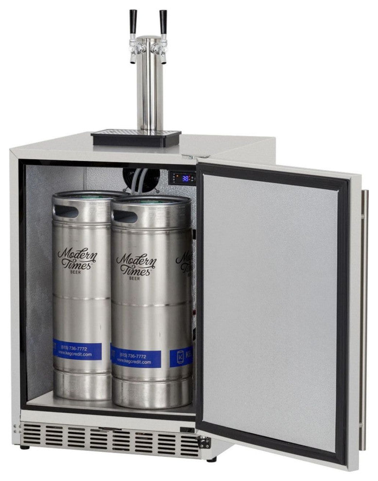 RCS Dual Tap Stainless Kegerator UL Rated For Outdoors