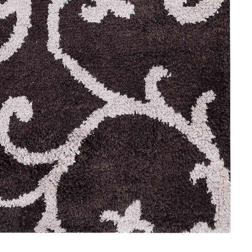 Hand Knotted Silk Area Rug Contemporary Brown Beige