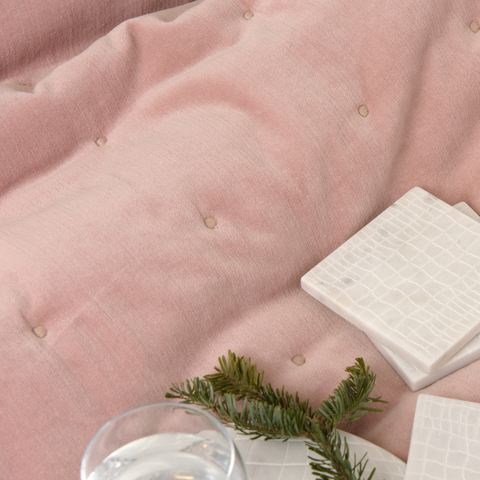 Velvet and Cotton Tufted Quilt, Pink, King