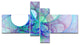 Clear Blue Fractal Angel Wings, Abstract Wall Art Canvas, 60"x32", 4 panels