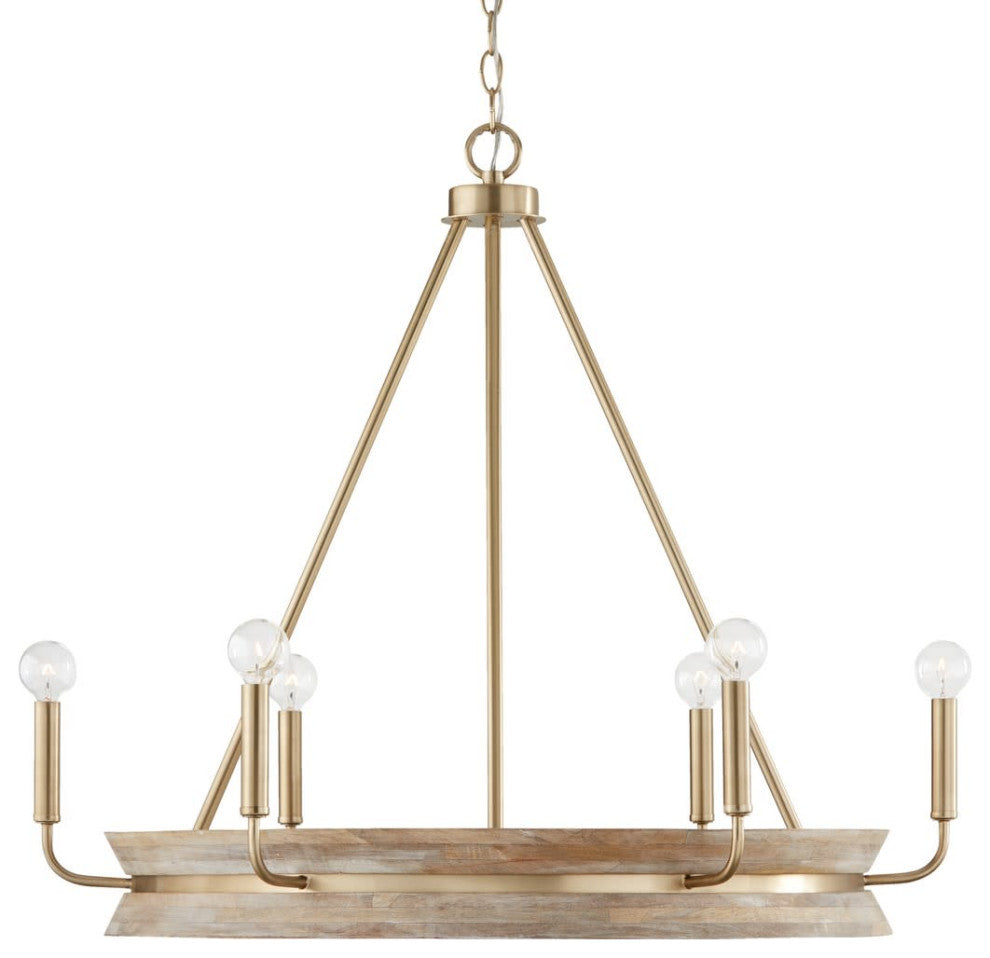 Capital Lighting 447361 Finn 6 Light 31"W Ring Chandelier - White Wash / Matte