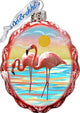 Keepsake Flamingo At Sun Set Coastal Scenic Glass Ornament