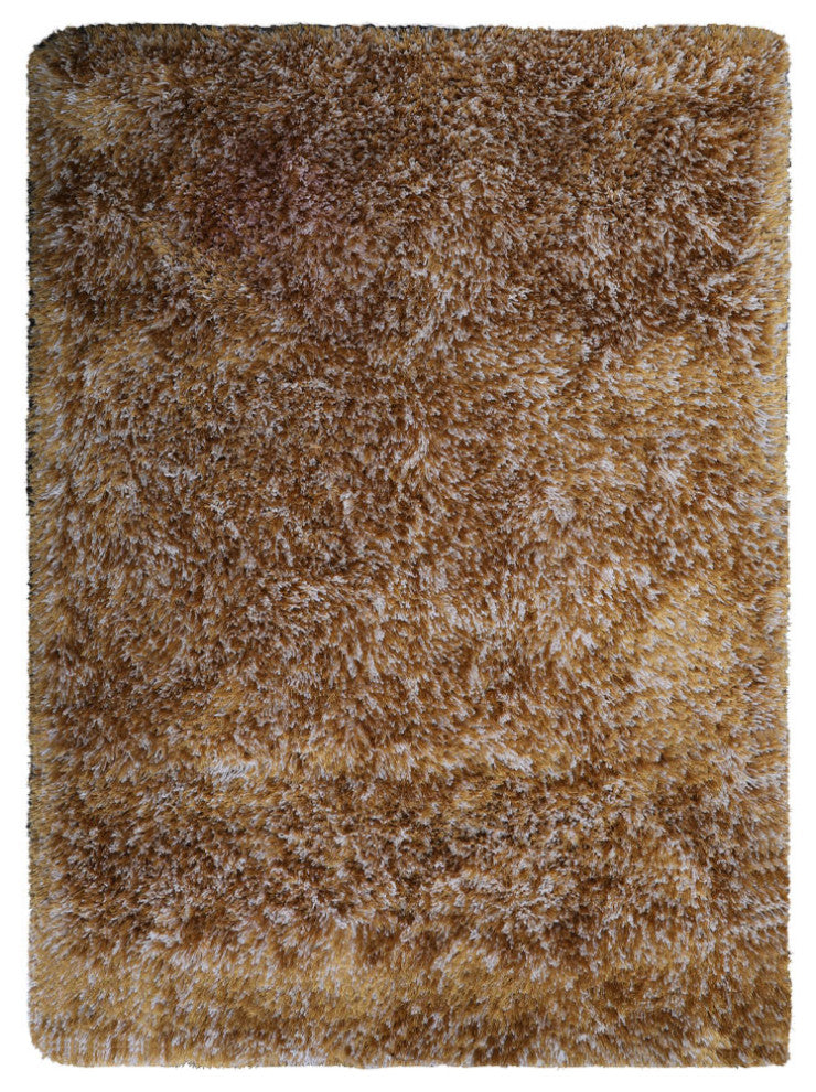 HAND TUFTED SHAG POLYESTER ECO-FRIENDLY AREA RUGS -  Gold  Color, Solid Design