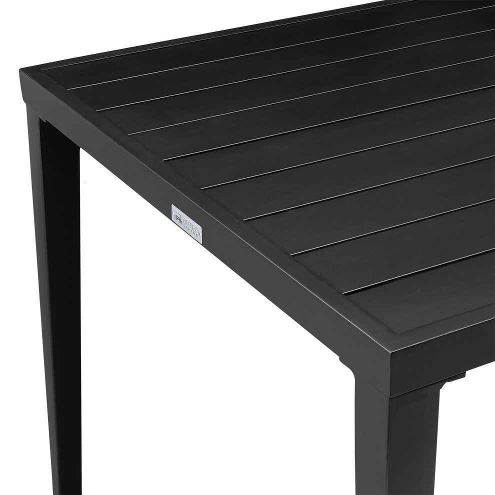 Aileen Patio 5-Piece Dining Table Set, Aluminum and Wicker With Gray Cushions