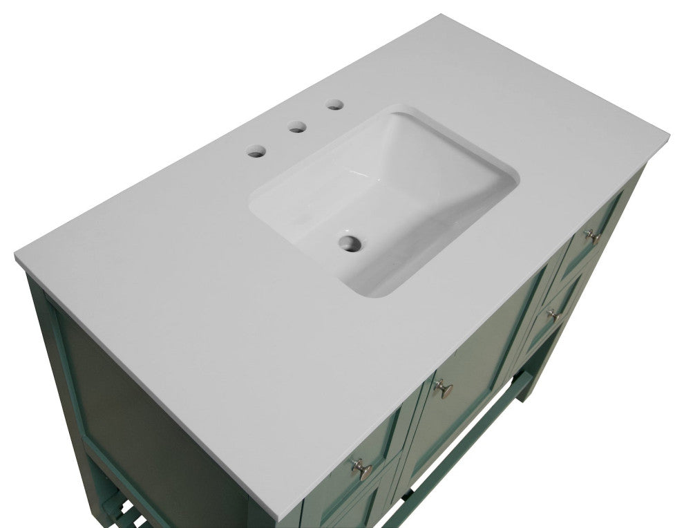 Lakeshore 42" Bathroom Vanity, Sage Green, Engineered White