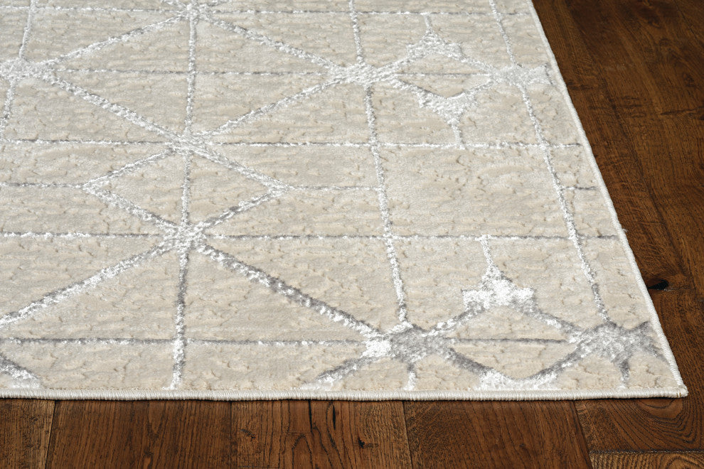 KAS Luna 7128 Ivory/Silver Elements Area Rug, 5'3"x7'7"