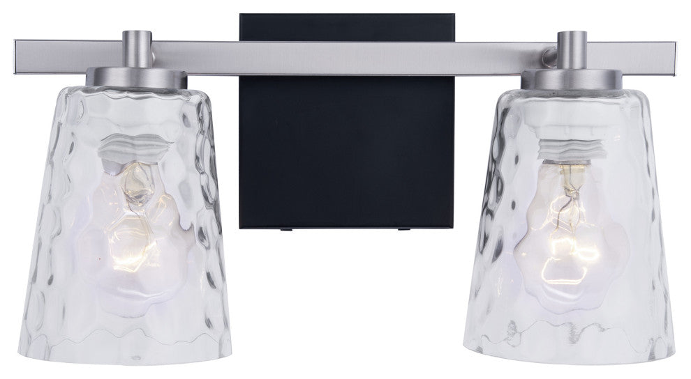2-Light Modern Brushed Nickel Wall Sconce With Glass Lampshade