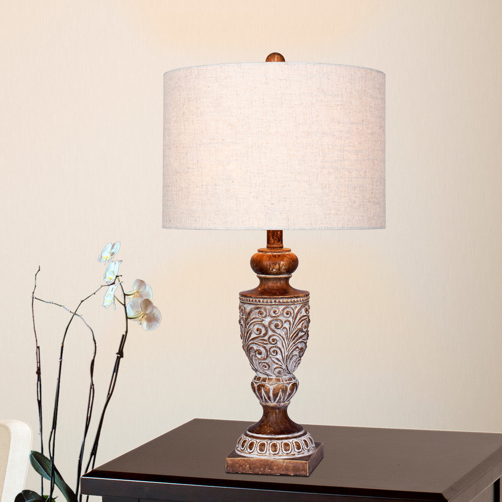 Urn Resin Table Lamp, In Antique Brown, 26.5"