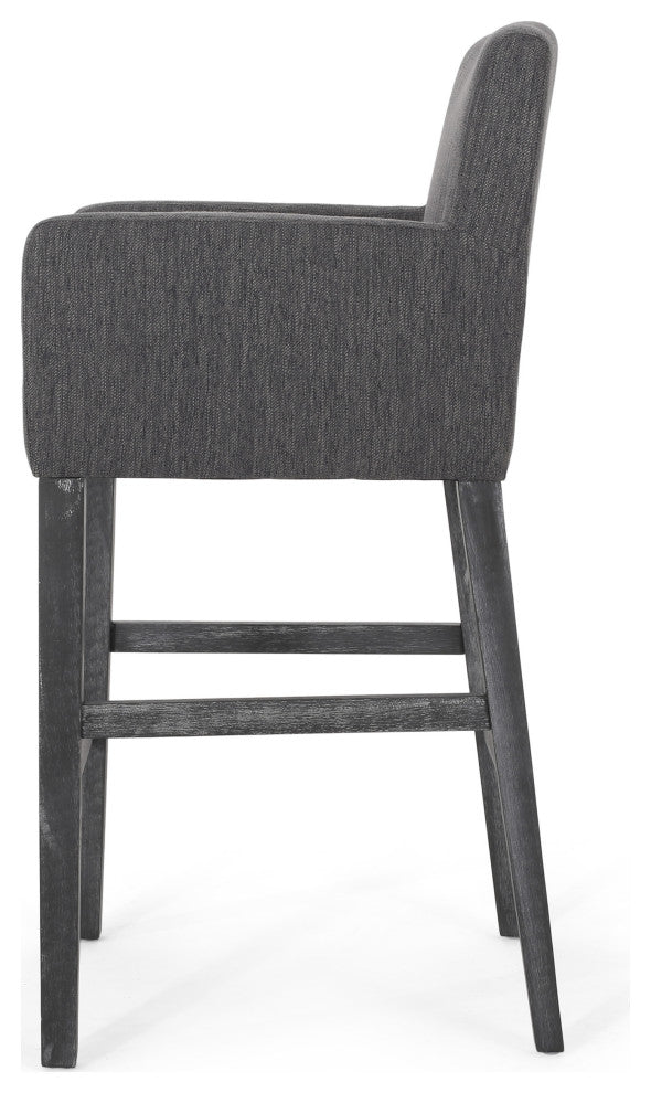 Chaparral Contemporary Fabric Upholstered Wood 30.5" Barstools, Set of 2, Charcoal/Gray